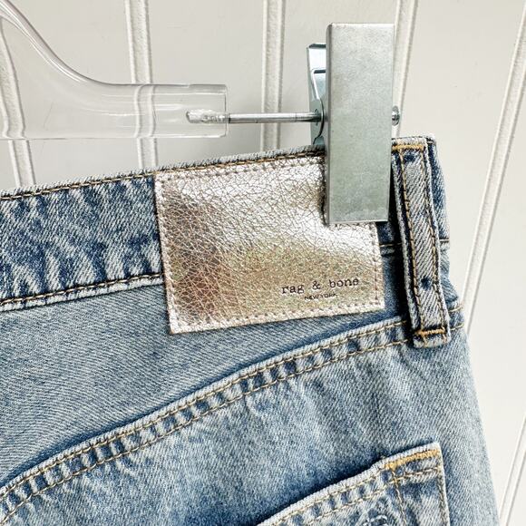 rag & bone Sophie Wide Leg Two Tone High Rise Rigid Jeans Raw Hem 27 - Picture 11 of 11